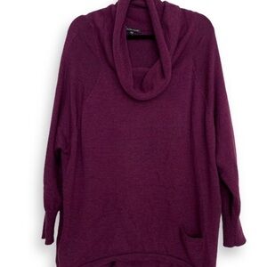 Eileen Fisher Sweater Tunic Turtleneck Merino Wool Oversized Purple Longline